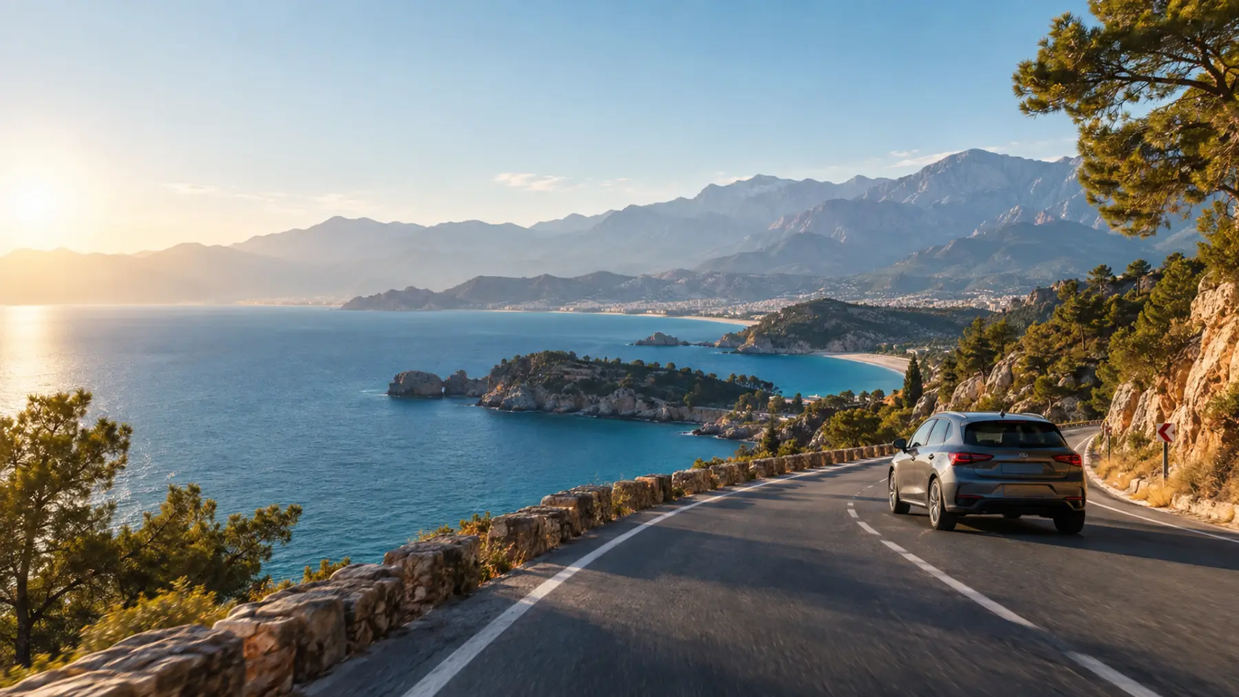 Antalya coastline and road